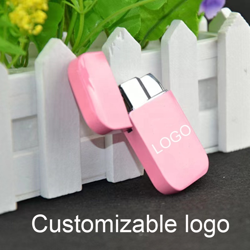 Modern design red flame custom logo lighter HK lighter pink body pink flame for cigarette