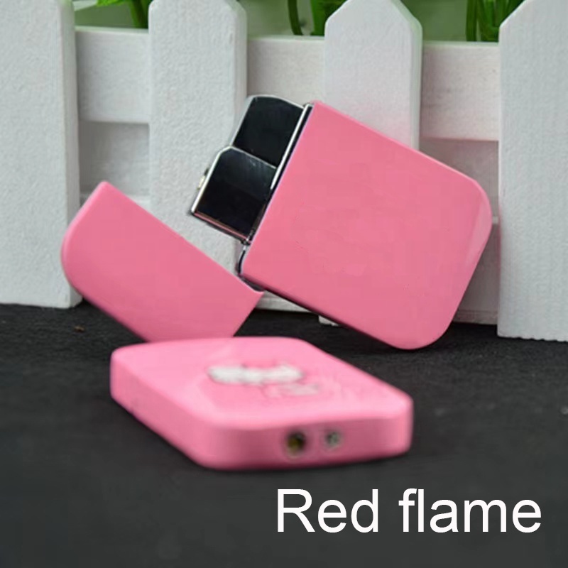 Modern design red flame custom logo lighter HK lighter pink body pink flame for cigarette