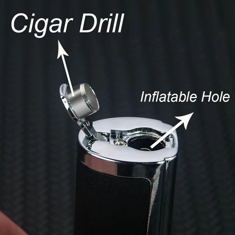 HD croc exclusive cigar lighter big fire pink four flames torch lighter 2 in 1 cigar drill windproof lighter for cigar