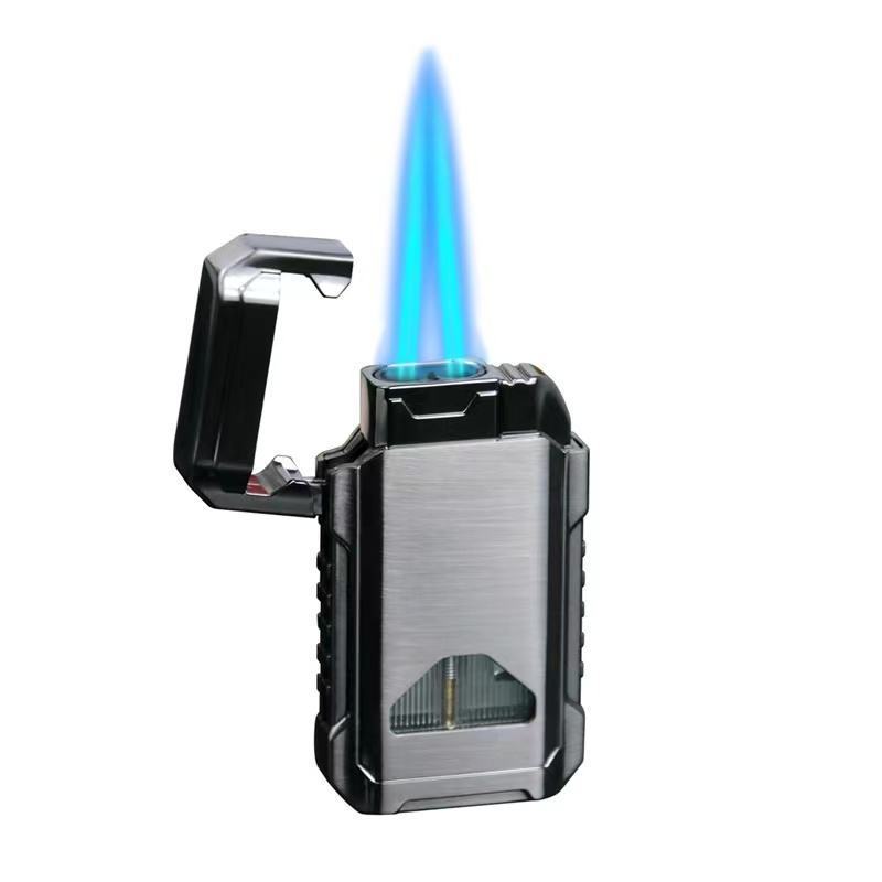 High Quality QD115 Double Fire Lighter Straight Punch Windproof Lighter Cigar Lighter