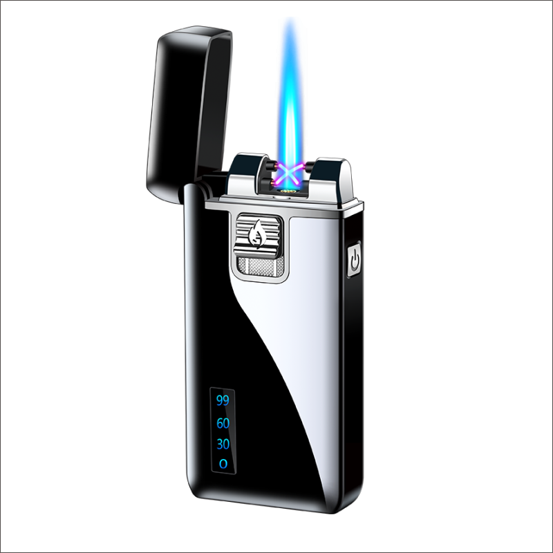 New Blue Flame Metal USB Electronic Pulse Arc Cigar Lighter Butane Gas Electric Dual Purpose Customizable Lighter