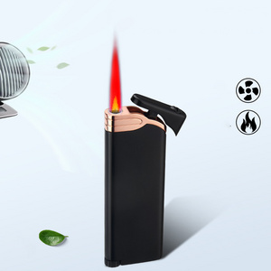 Ultra-thin windproof red flame lighter Premium custom mini torch lighter for cigarette