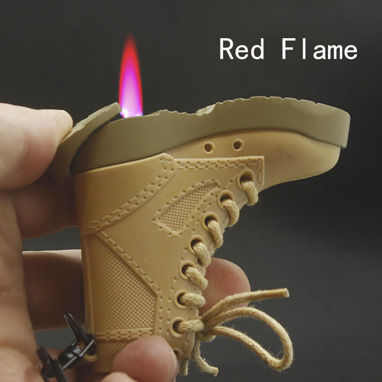 Classic boots modeling design lighter pink flame outdoor mini key chain shoes torch lighter