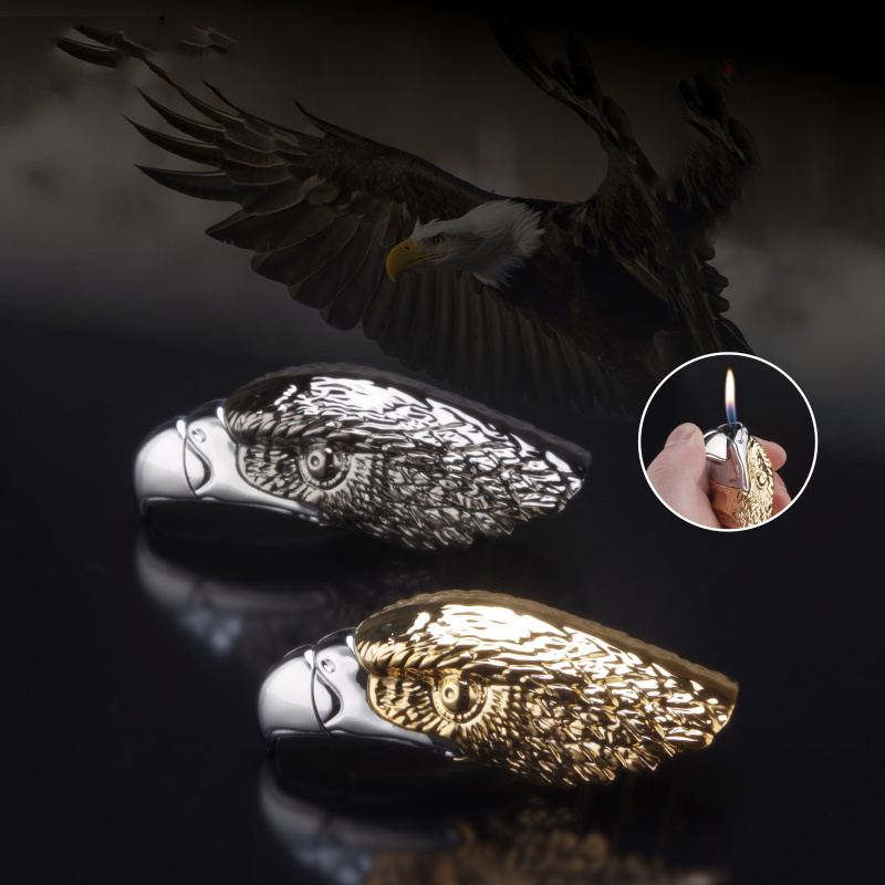 2023 new creative lighter Portable eagle head open flame lighter gift for men