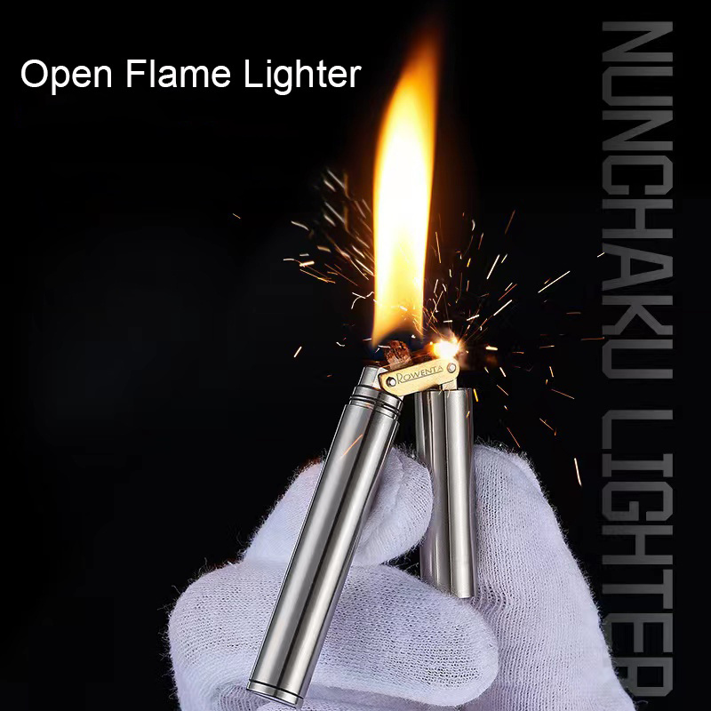 New folding nunchakus lighter brass open flame lighter kerosene lighter