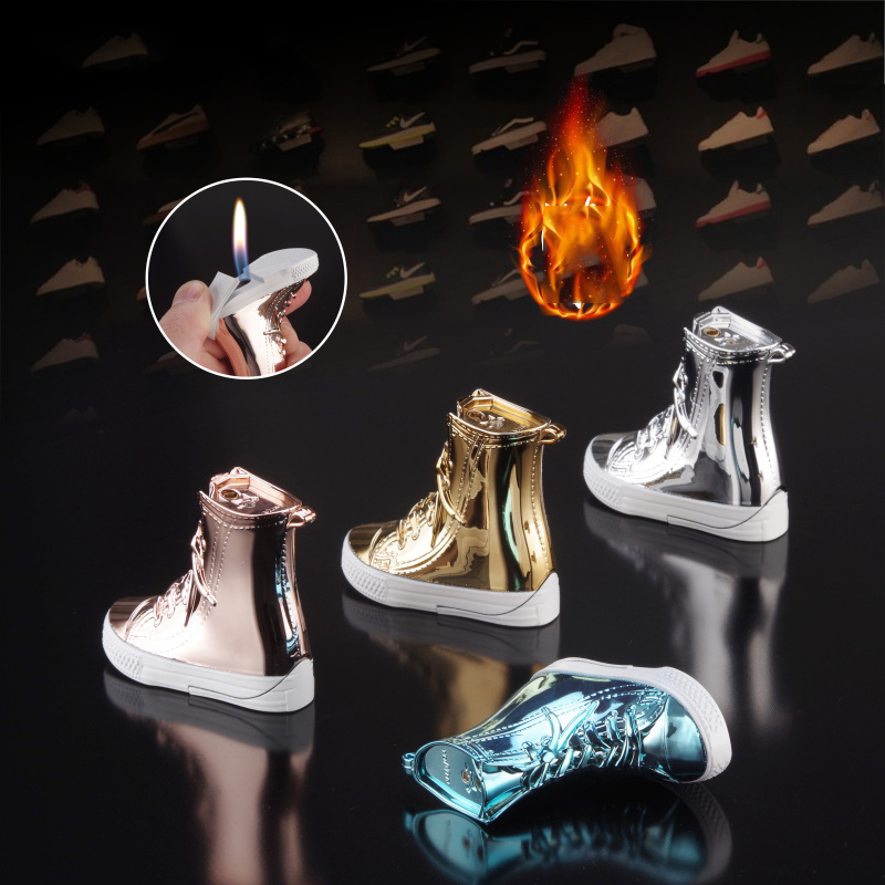 New high-end cool lighter creative shoes inflatable gas lighter lighter bulk for cigarette