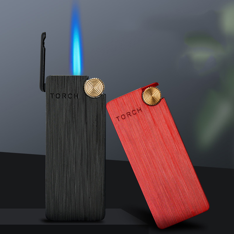 High quality torch blue flame windproof lighter adjustable electroplating micro torch lighter for men