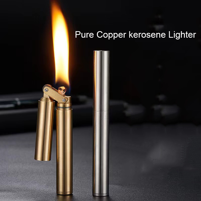 New folding nunchakus lighter brass open flame lighter kerosene lighter