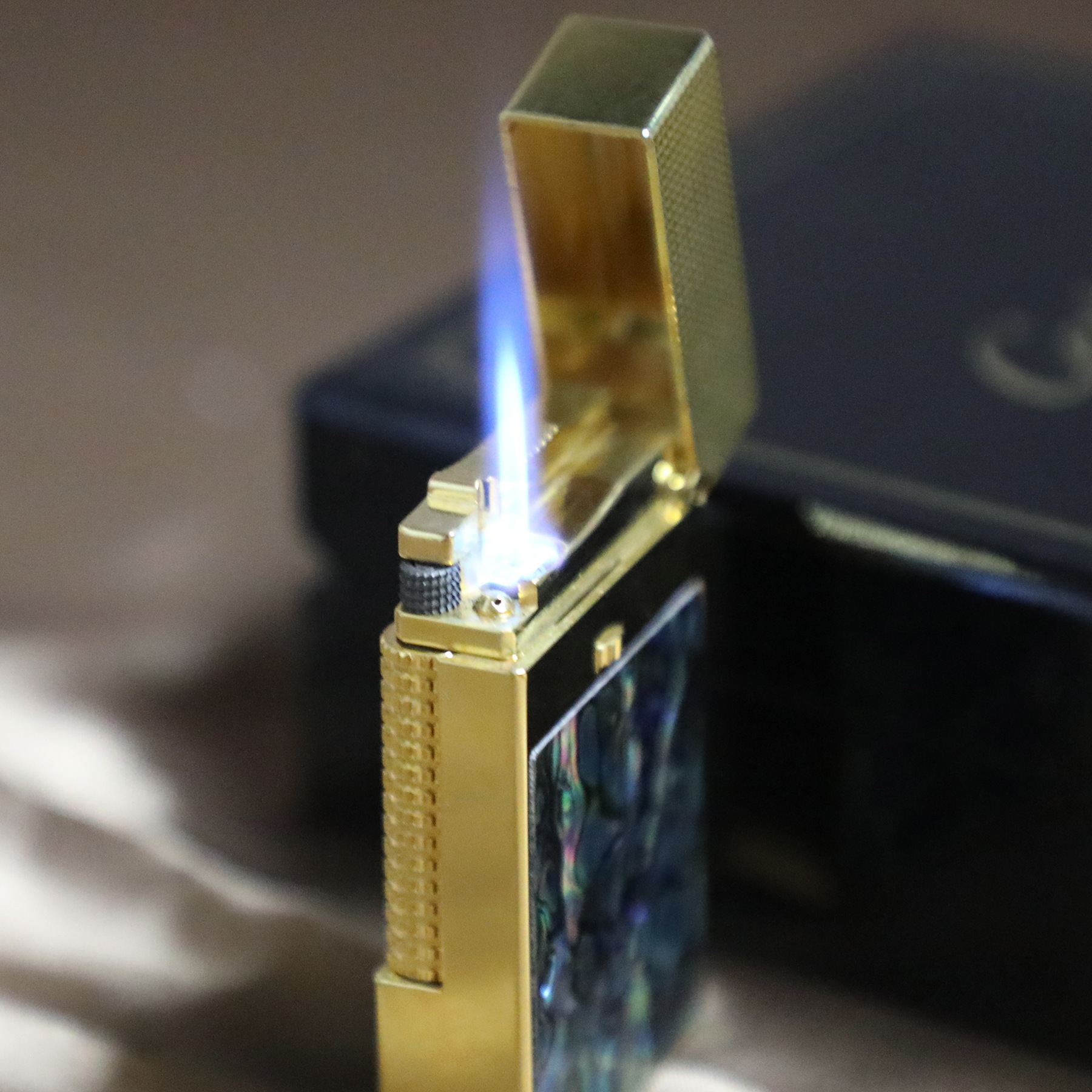 Kalou Langsheng Natural Color Shell Pure Copper Double Fire Lighter Windproof Gift High end Lighter Gift Box Wholesale Lighter