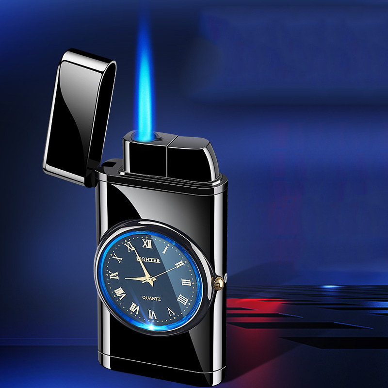 Business design lighter high quality custom blue flame torch lighter men adjustable watch lighter