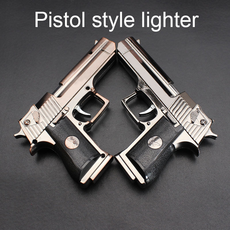 Classic gun lighter red flame torch lighter mini military style outdoor toy lighter