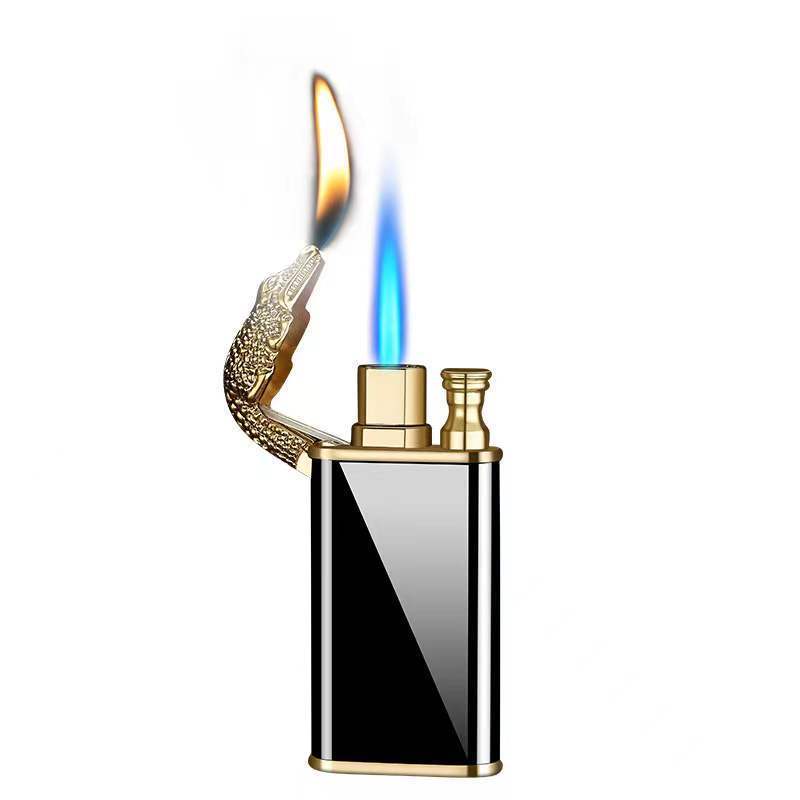 Double flame lighter custom logo lighter Straight flame gas flame lighter for cigarette