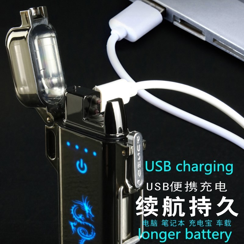 Waterproof touch lighter sensitive double arc lighter outdoor portable cigarette lighter usb