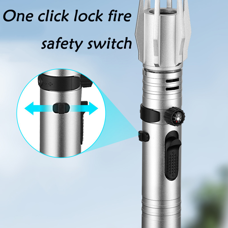 Creative Outdoor Fierce Direct Fire Portable Igniter Windproof Zinc Alloy Gun Lighter with Multi-Function Compass