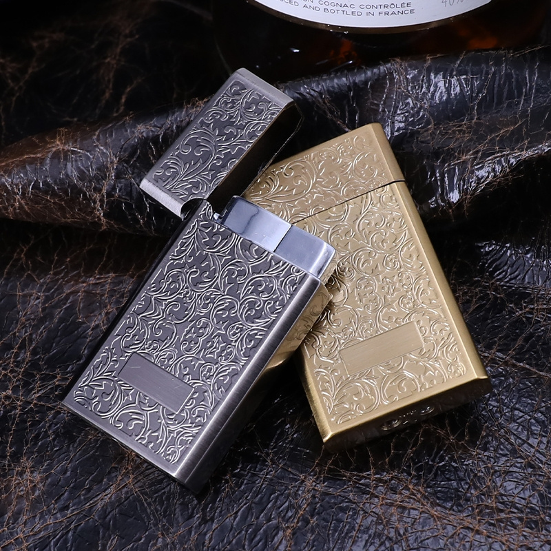 Wholesale lighter creative pattern ultra thin red flame windproof lighter torch lighter for cigarette