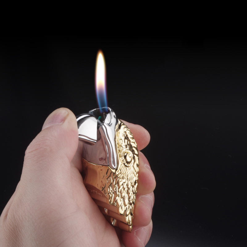 2023 new creative lighter Portable eagle head open flame lighter gift for men