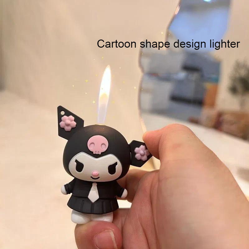 New Cartoon lighter open flame lighter multi-color optional women's cute lighter