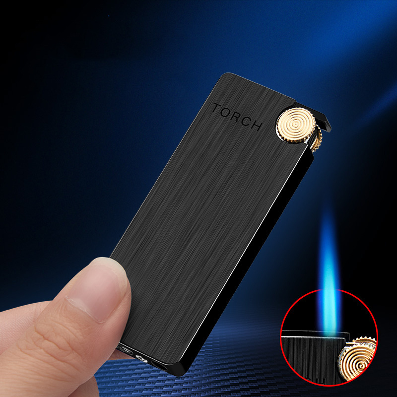 High quality torch blue flame windproof lighter adjustable electroplating micro torch lighter for men