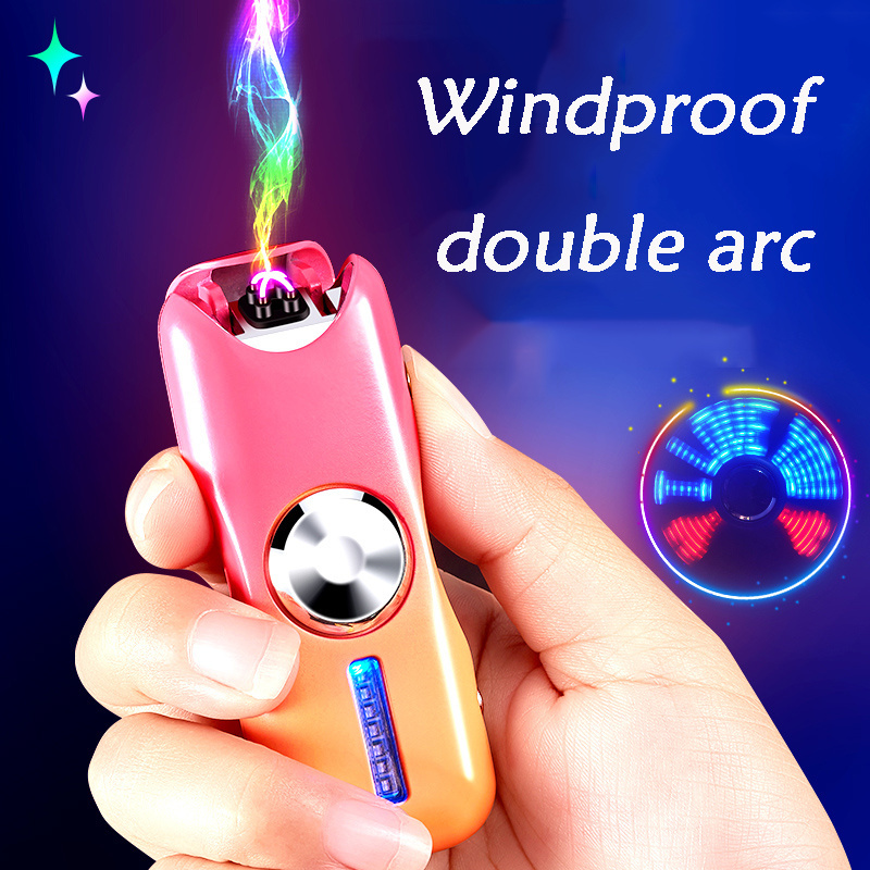 High-Appearance Gradient Dual Arc Lighter USB Charging Windproof Creative Fidget Spinner New Portable Lighter Gift