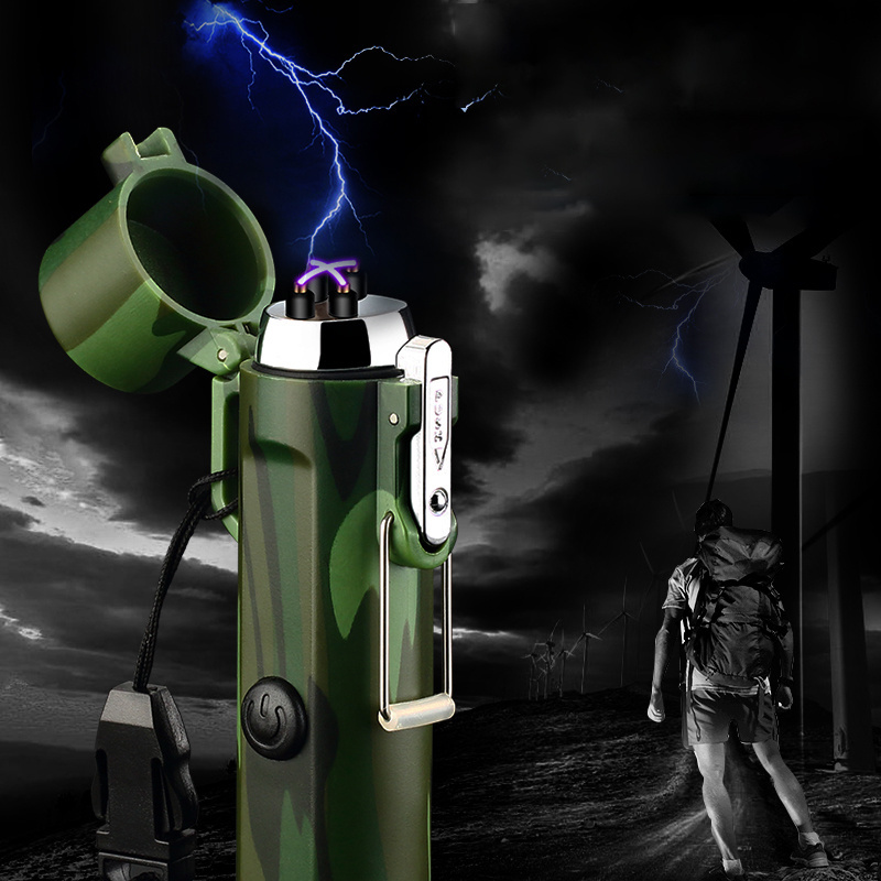 Newest windproof usb flameless lighters Plasma Beam Dual Arc Electric Rechargeable Lighter usb Electric lighter flashlight