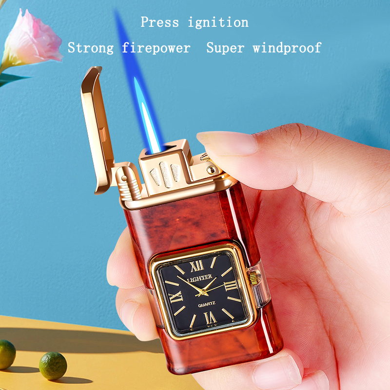 Creative Multifunctional Clock Lighter Personalized Blue Direct Charge Advanced Gift Lighter