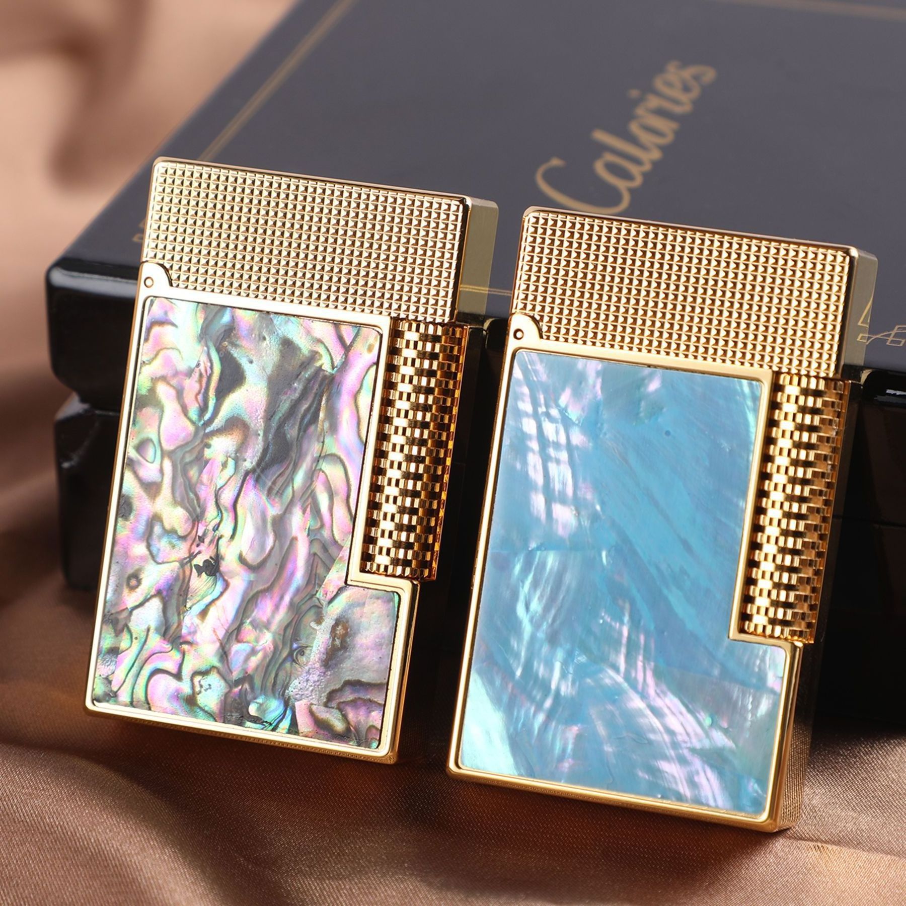 Kalou Langsheng Natural Color Shell Pure Copper Double Fire Lighter Windproof Gift High end Lighter Gift Box Wholesale Lighter