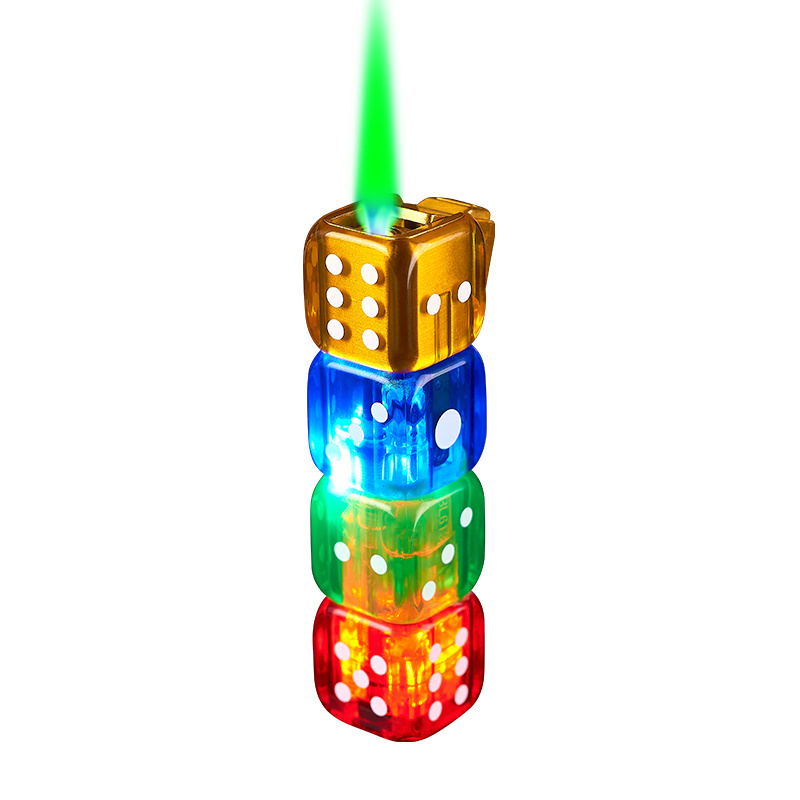 New dice green torch lighter windproof colored light lighter inflatable lighter