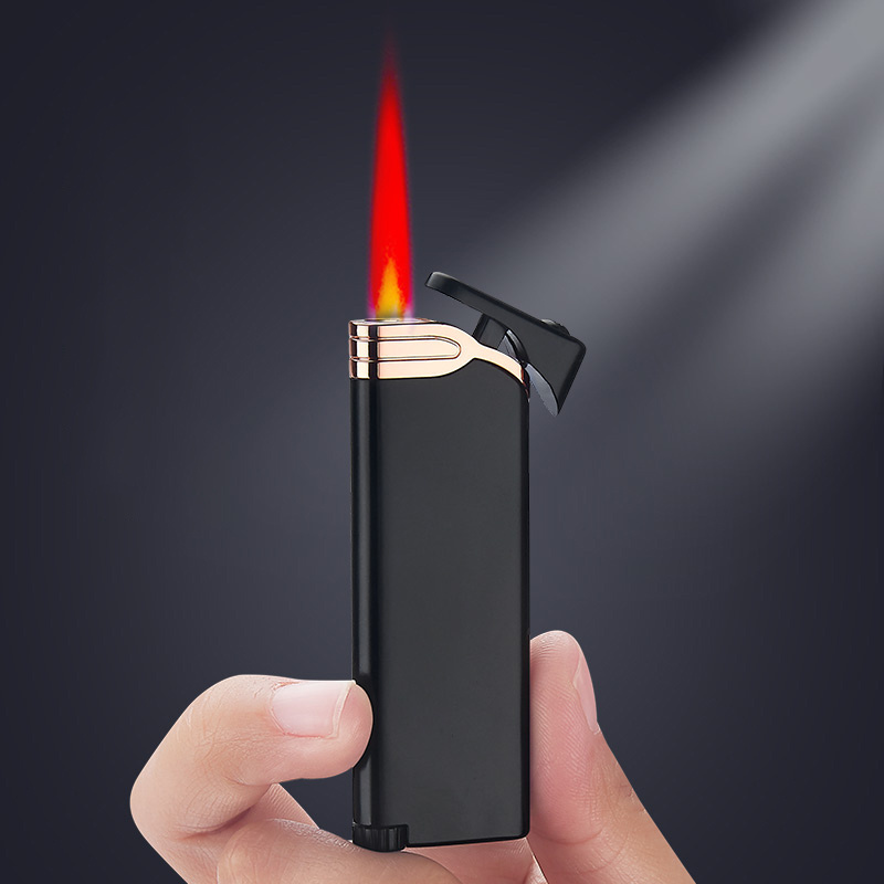 Ultra-thin windproof red flame lighter Premium custom mini torch lighter for cigarette