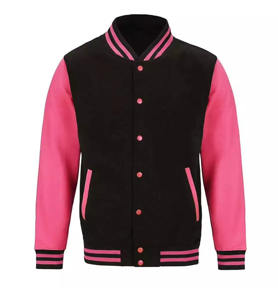 High Quality Letterman Baseball Varsity Jackets Black Leather Sleeves Purple Wool Body Custom