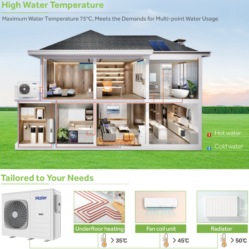 Wifi Control High Efficiency Cop 10kw 12kw 16kw R290 Monoblock House Central Floor Heating Cooling System Air To Water Heat Pump