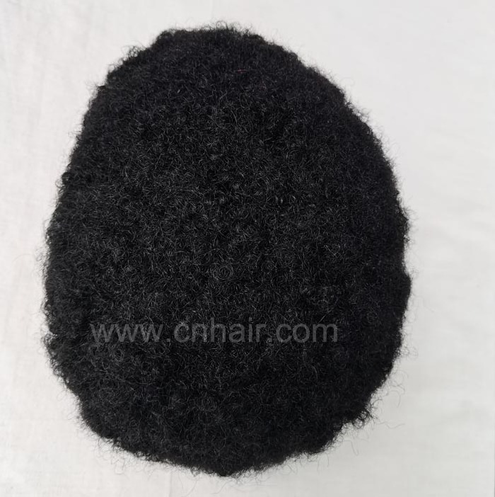 cheap price afro curl PU skin toupee for black man