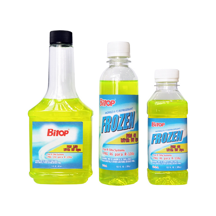 bitop Automotive air conditioning system PAG 46 PAG 100  refrigerant oil for R134a system with UV dye