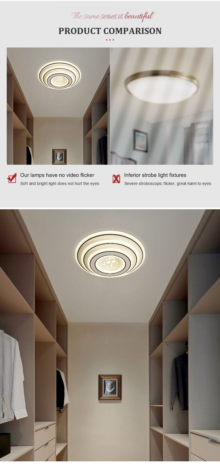 Hot Sale Iron Acrylic Shade 120w Balcony Aisle Round Modern Smart Led Ceiling Lights