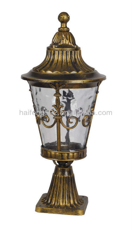 Zhongshan antique brass E27 die-casting aluminum and glass cover outdoor house  shaped pendant Garden Lamps