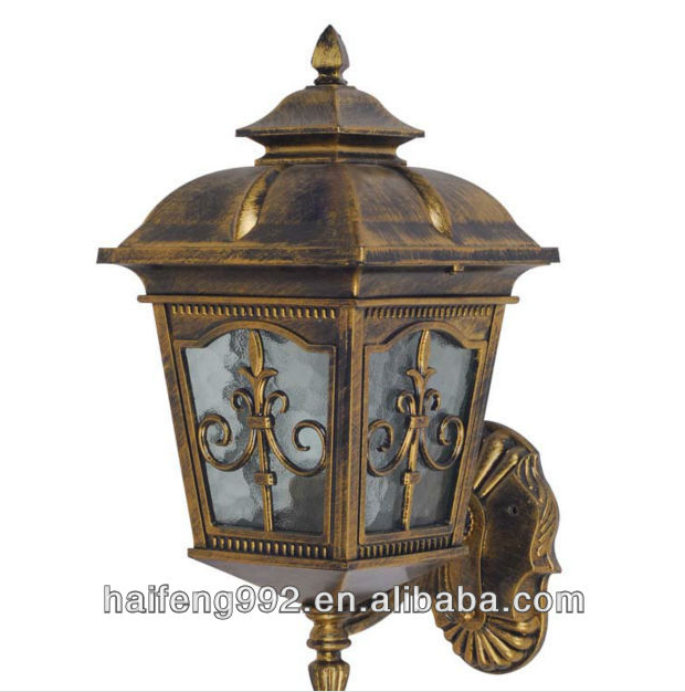 Zhongshan antique brass E27 die-casting aluminum and glass cover outdoor house  shaped pendant Garden Lamps