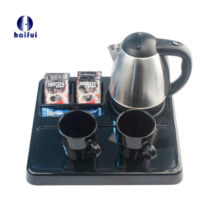 hotel supply electric water kettle with teapot coffee service tray and sachet holder set for hotels