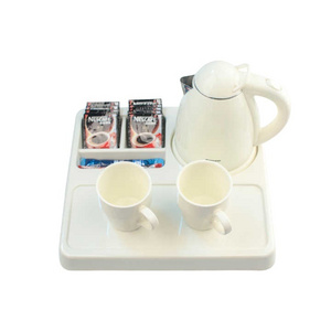 hotel supply electric water kettle with teapot coffee service tray and sachet holder set for hotels