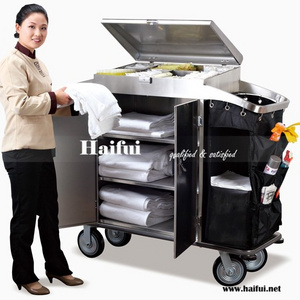 5 Stars Hotel Guestroom Stainless Steel Housekeeping Trolley/Cart