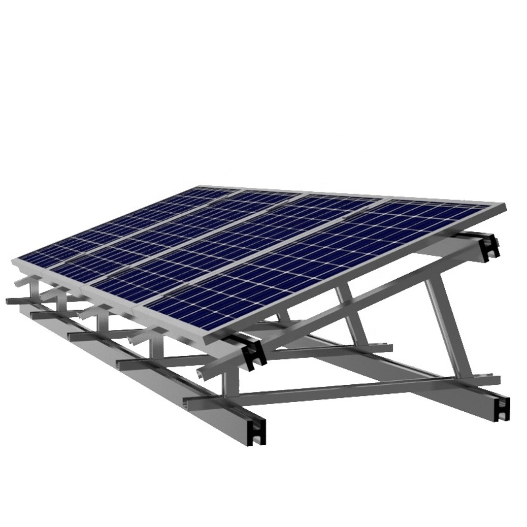 Hot Sale Solar System Roof Mount Ballasted Flat steel Roof ground mount Panel Kit fixed triangle solar mounting frame