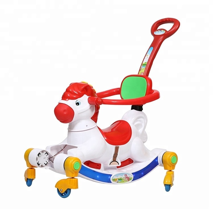 Multi function plastic rocking horse baby walker to ride