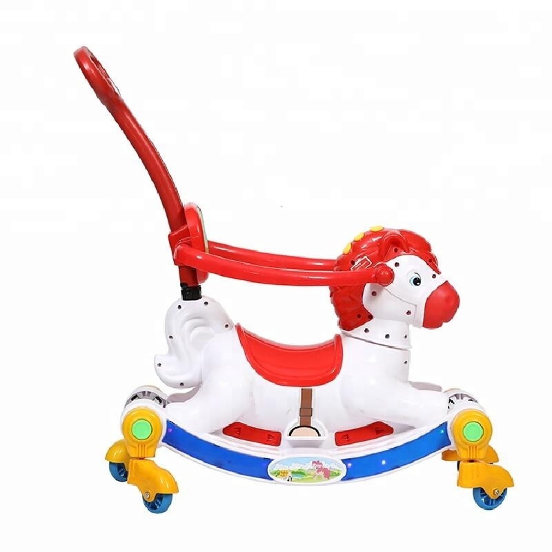 Multi function plastic rocking horse baby walker to ride