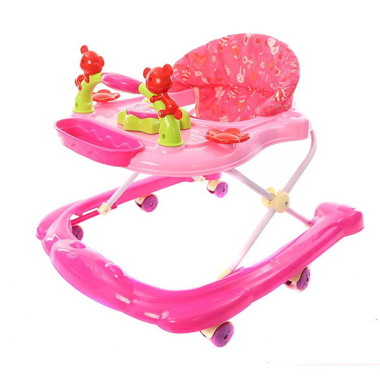 Plastic round baby walker stroller carriage with safety belt