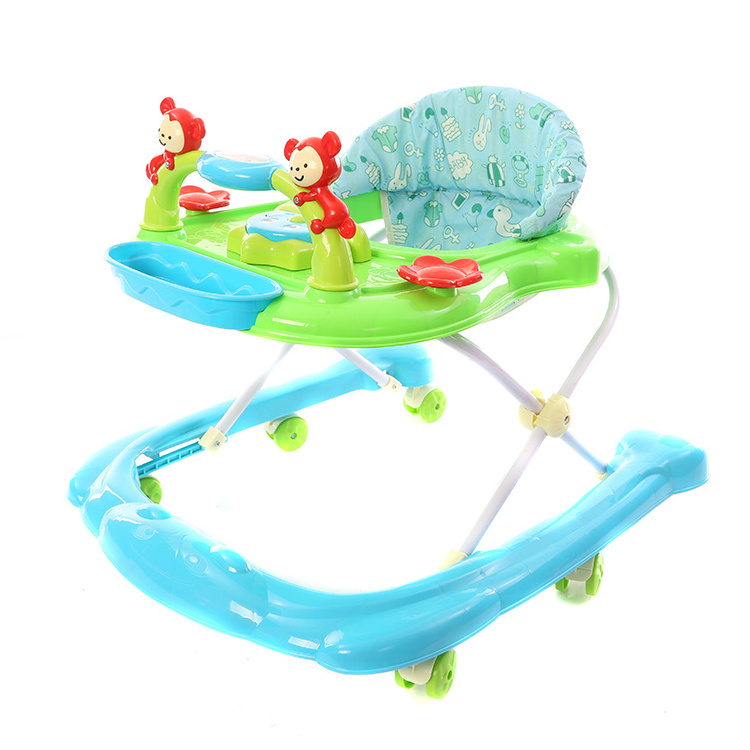 Plastic round baby walker stroller carriage with safety belt