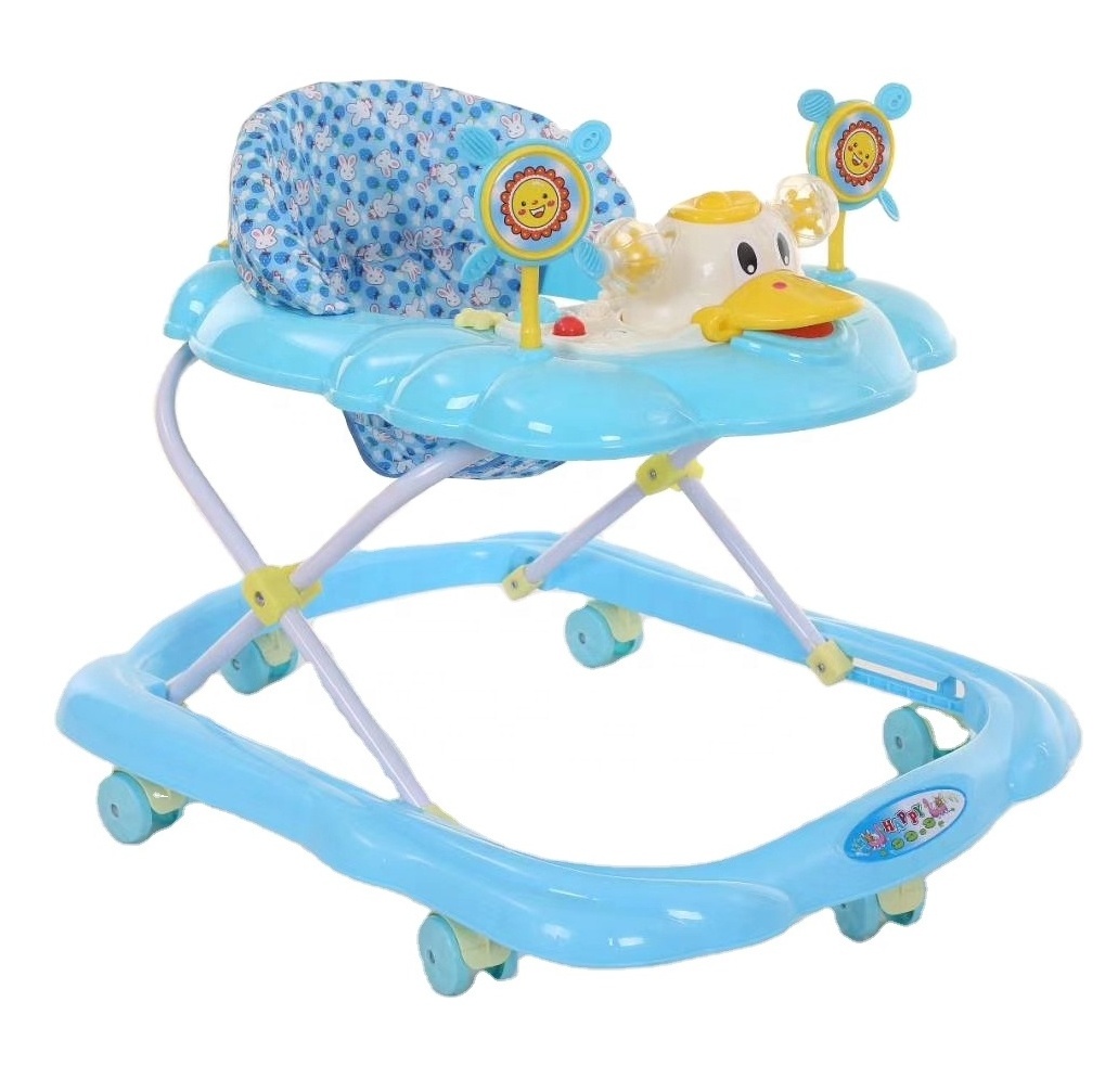 Plastic round baby walker stroller carriage with safety belt