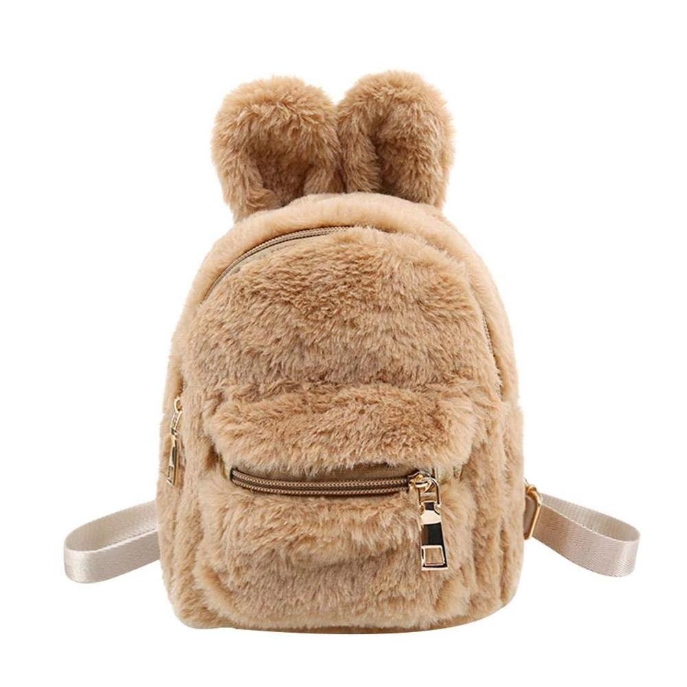 Wholesale New Style  Mini Backpack Cute Rabbit Ears Backpacks Bags Fur Schoolbags Faux Fur Backpack For Girls