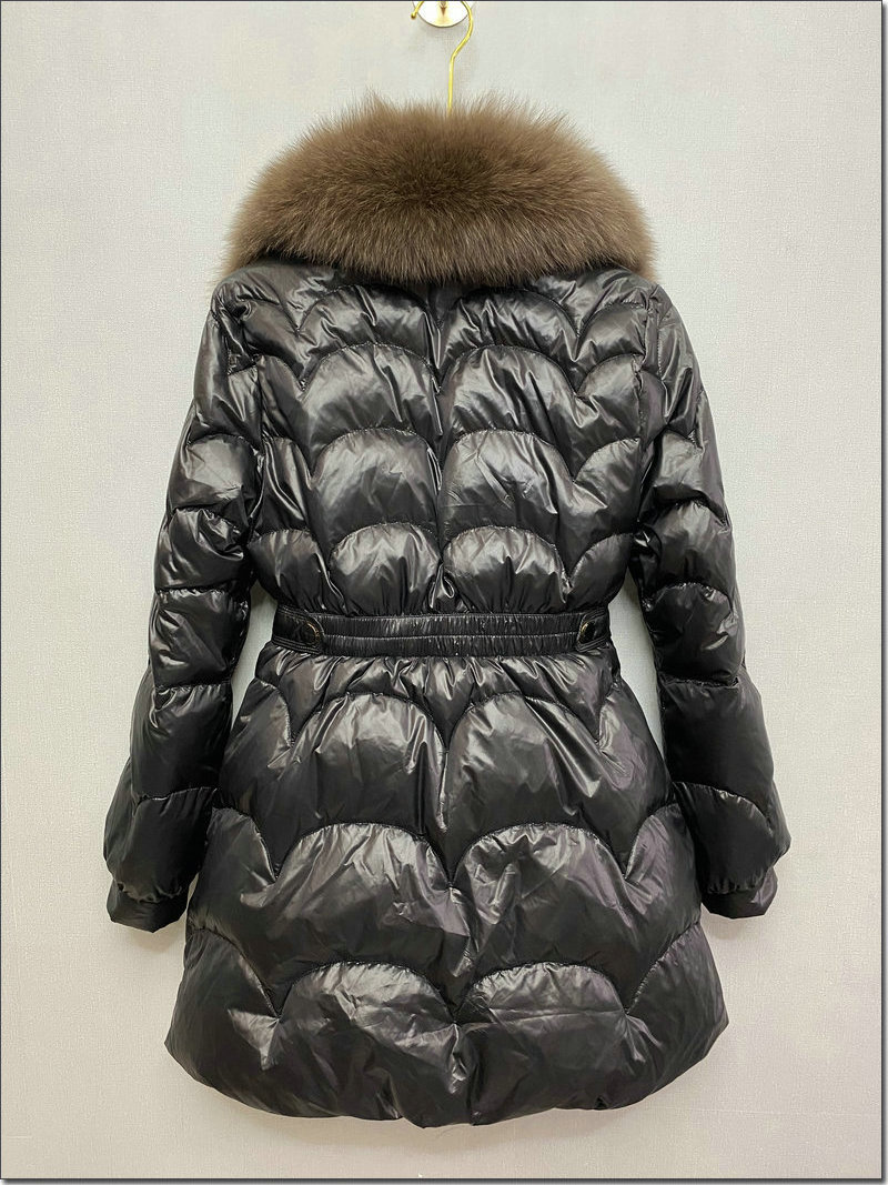 Custom DOWN COAT FABRIC 100% POLYESTER FOX AND MINK COLLAR down filled puffer jacket down feather jacket fur down jacket