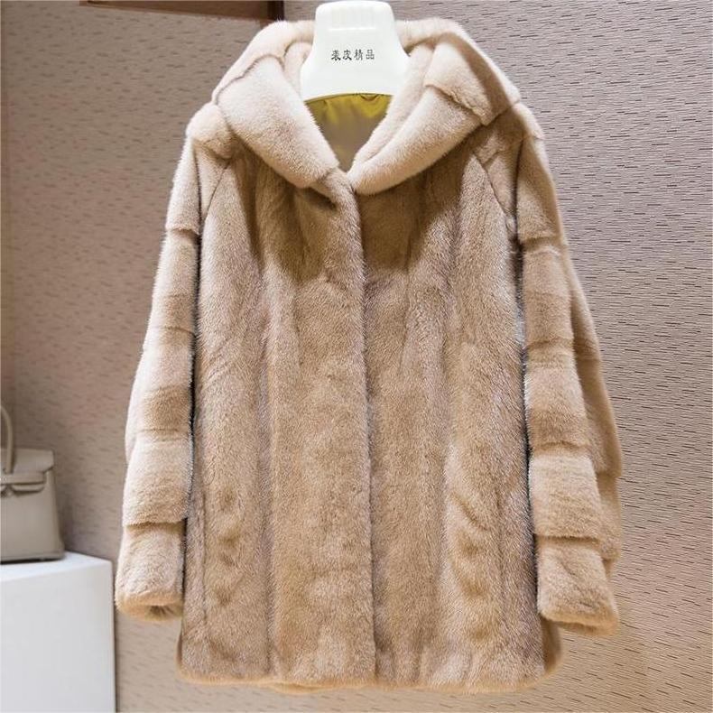 Good Price Luxury Natural Women Genuine Mink Fur Chinchilla Rabbit Fur Coat Stand Collar Winter Warm Fur Coat