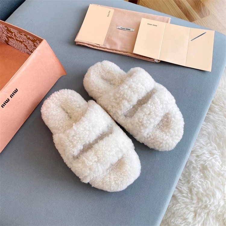 Wholesale double face sheepskin slippers 2022 genuine house slippers Women lamb fur slippers