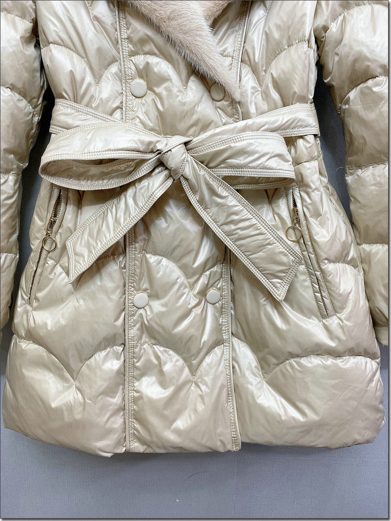 Custom DOWN COAT FABRIC 100% POLYESTER FOX AND MINK COLLAR down filled puffer jacket down feather jacket fur down jacket