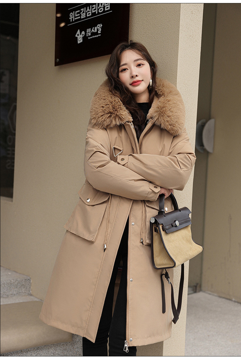 Custom 2023 women Parkas coats FAUX FUR TRIM 97cm hooded fur collar parka winter jacket for women parka